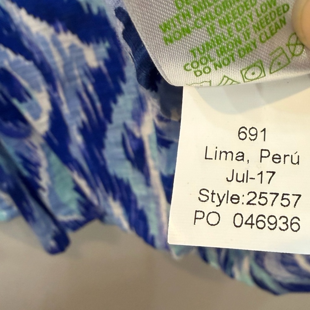 Lilly Pulitzer Blue Kalissa 100% Cotton Tunic Size M Hot Pink Trim Abstract - Picture 5 of 9